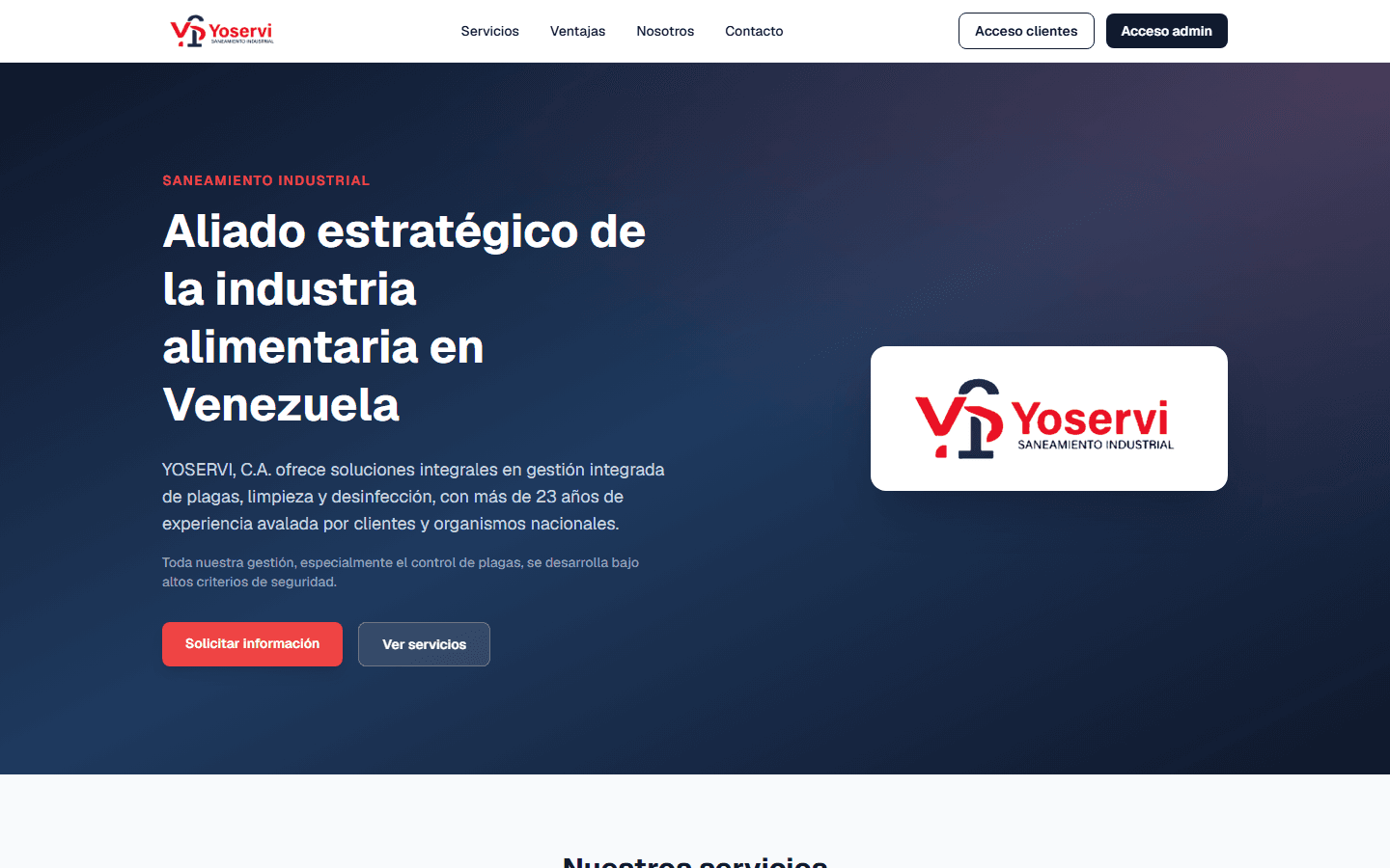 Página de inicio de Yoservica